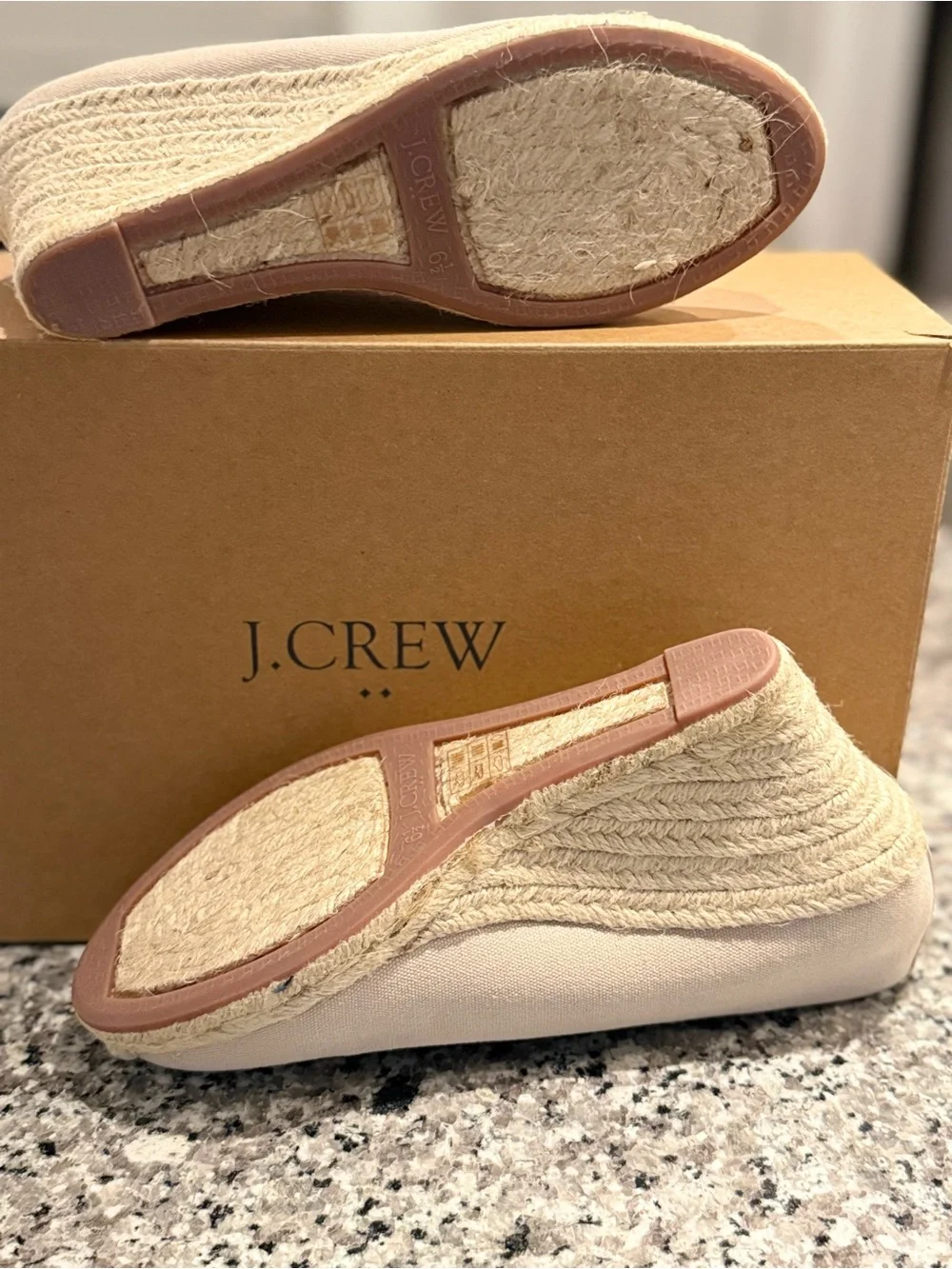 J. Crew Neutral Canvas Espadrille Wedge Pumps